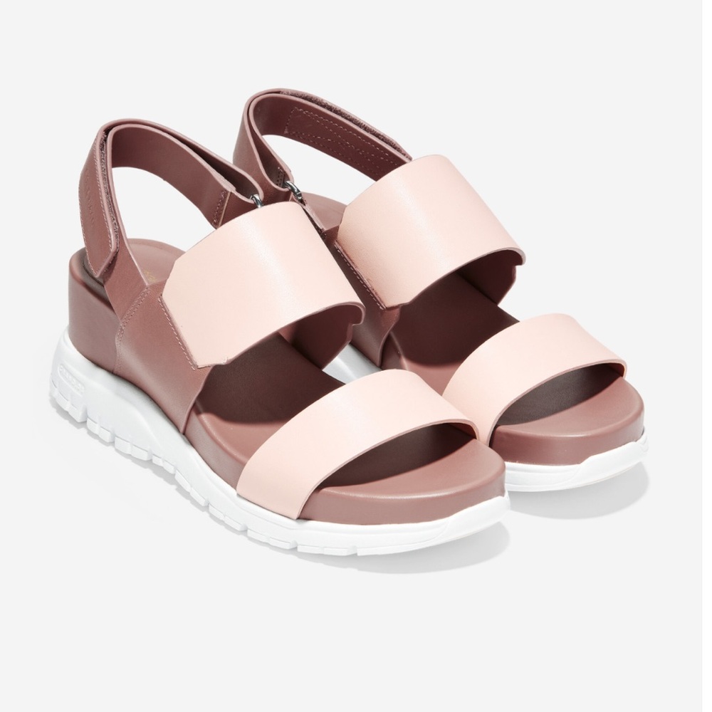 NEW Cole Haan Zerogrand wedge sandals Pink Leather NIB